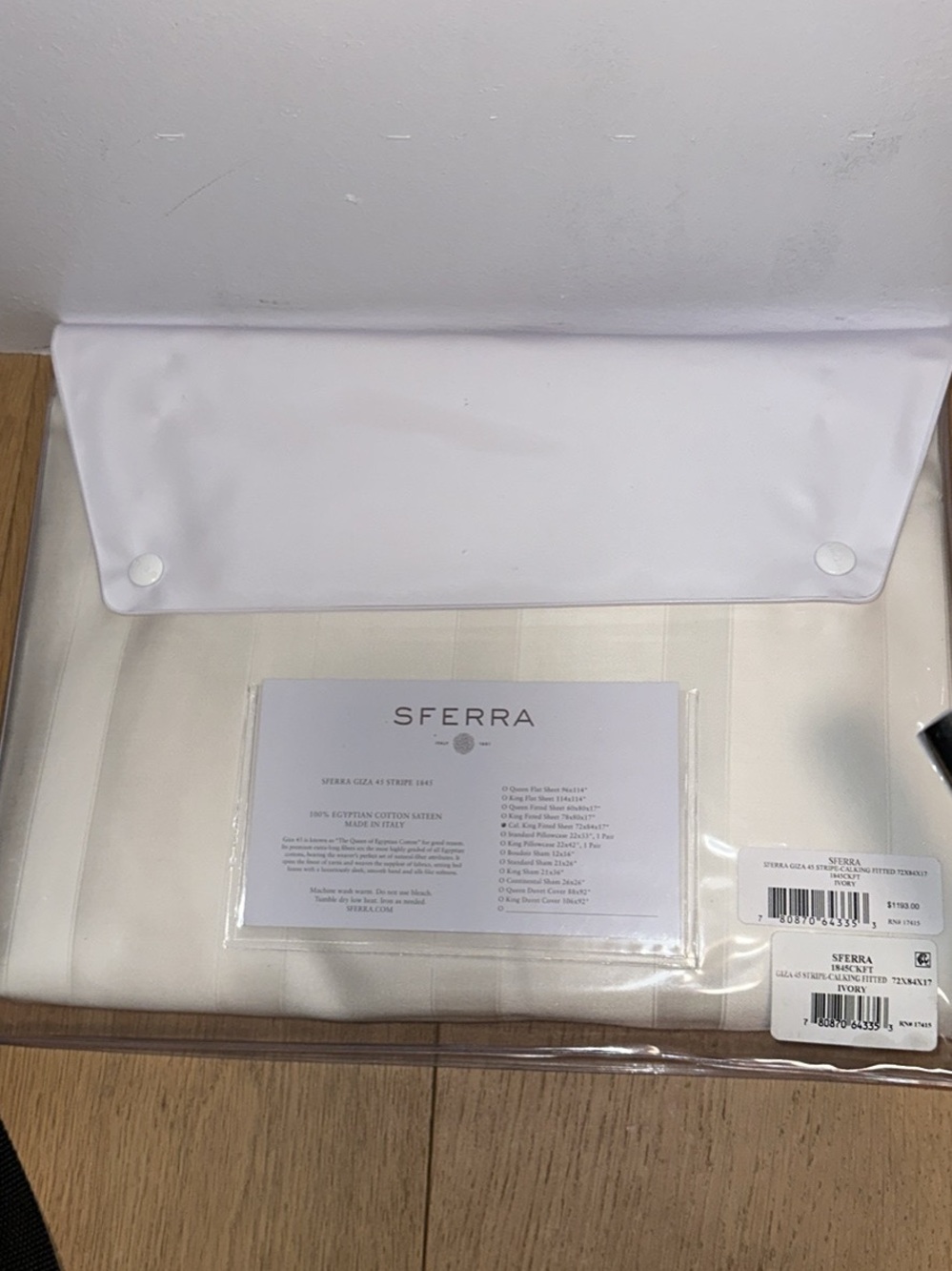 SFERRA Giza 45 Stripe Fitted Sheet - Ivory Stripe